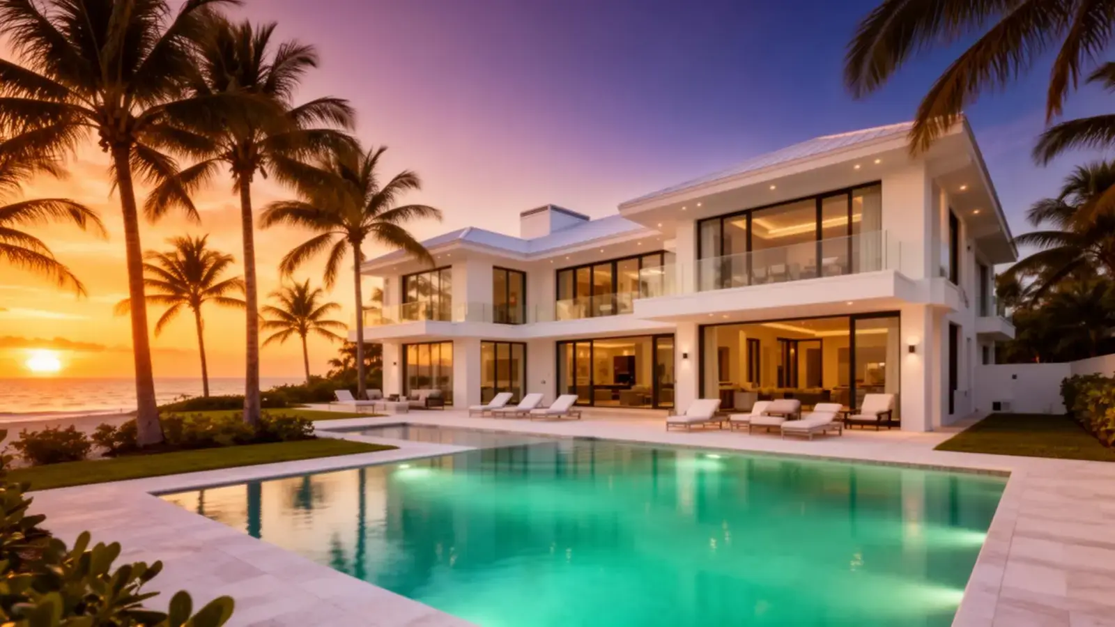 Luxury Florida vacation rental property at sunset